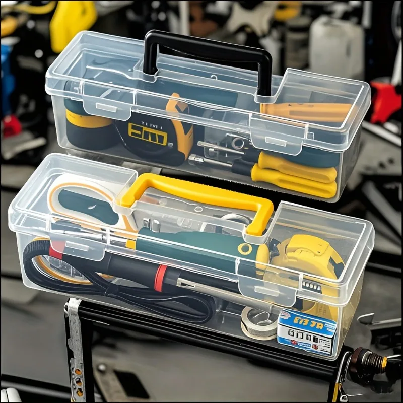 Plastic Handheld Tool & Craft Storage Box with Lid - Portable Organizer Suitable for Screws, Nails, DIY Supplies,Scredriver Bits thumbnail 4