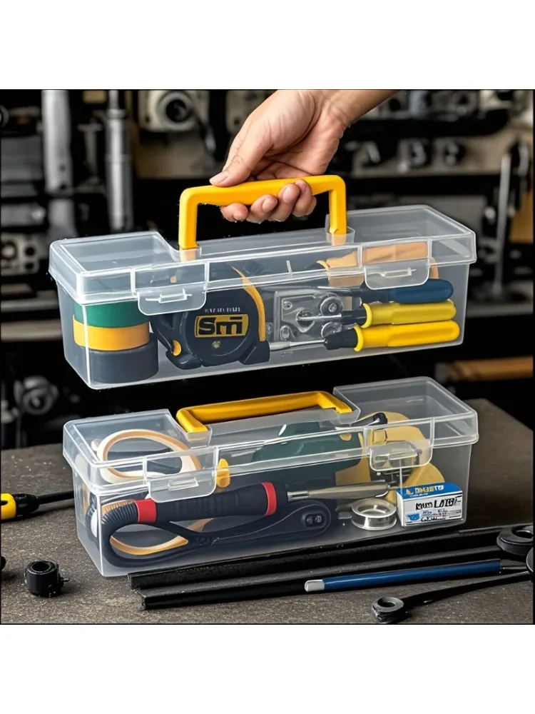 Plastic Handheld Tool & Craft Storage Box with Lid - Portable Organizer Suitable for Screws, Nails, DIY Supplies,Scredriver Bits thumbnail 2