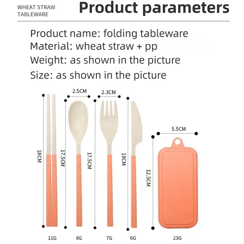 4Pcs Plastic Cutlery Portable Wheat Straw Dinnerware Fork Spoon Detachable Lunch Box Cutlery Set Travel Tableware DCS004 thumbnail 6