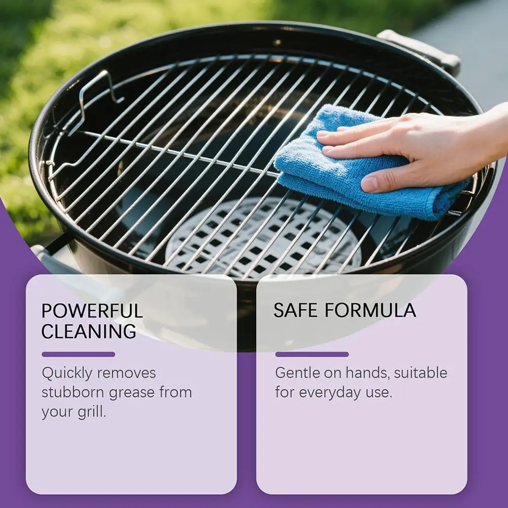BBQ Grill Cleaner Heavy Duty Degreaser Spray Barbecue Grill Rack Stain Remover for Stainless Steel Porcelain Kitchen Cooktop, Mi thumbnail 5