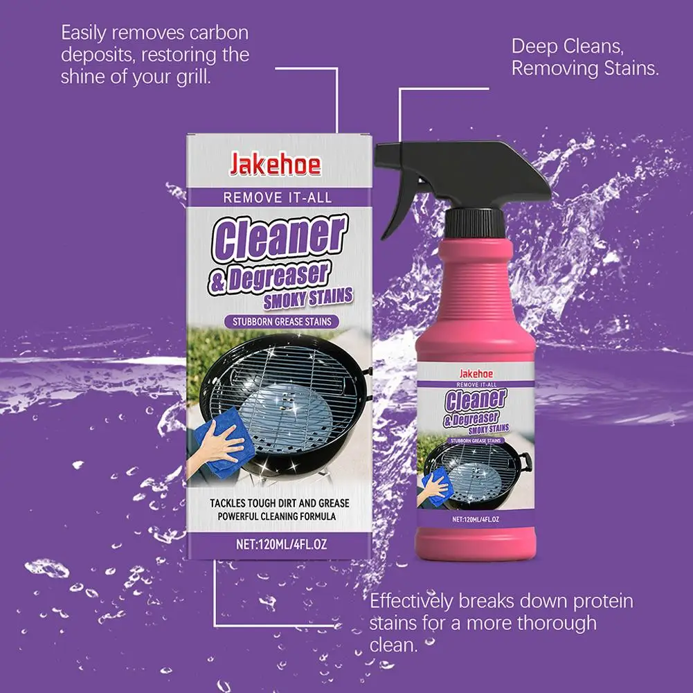 BBQ Grill Cleaner Heavy Duty Degreaser Spray Barbecue Grill Rack Stain Remover for Stainless Steel Porcelain Kitchen Cooktop, Mi thumbnail 3