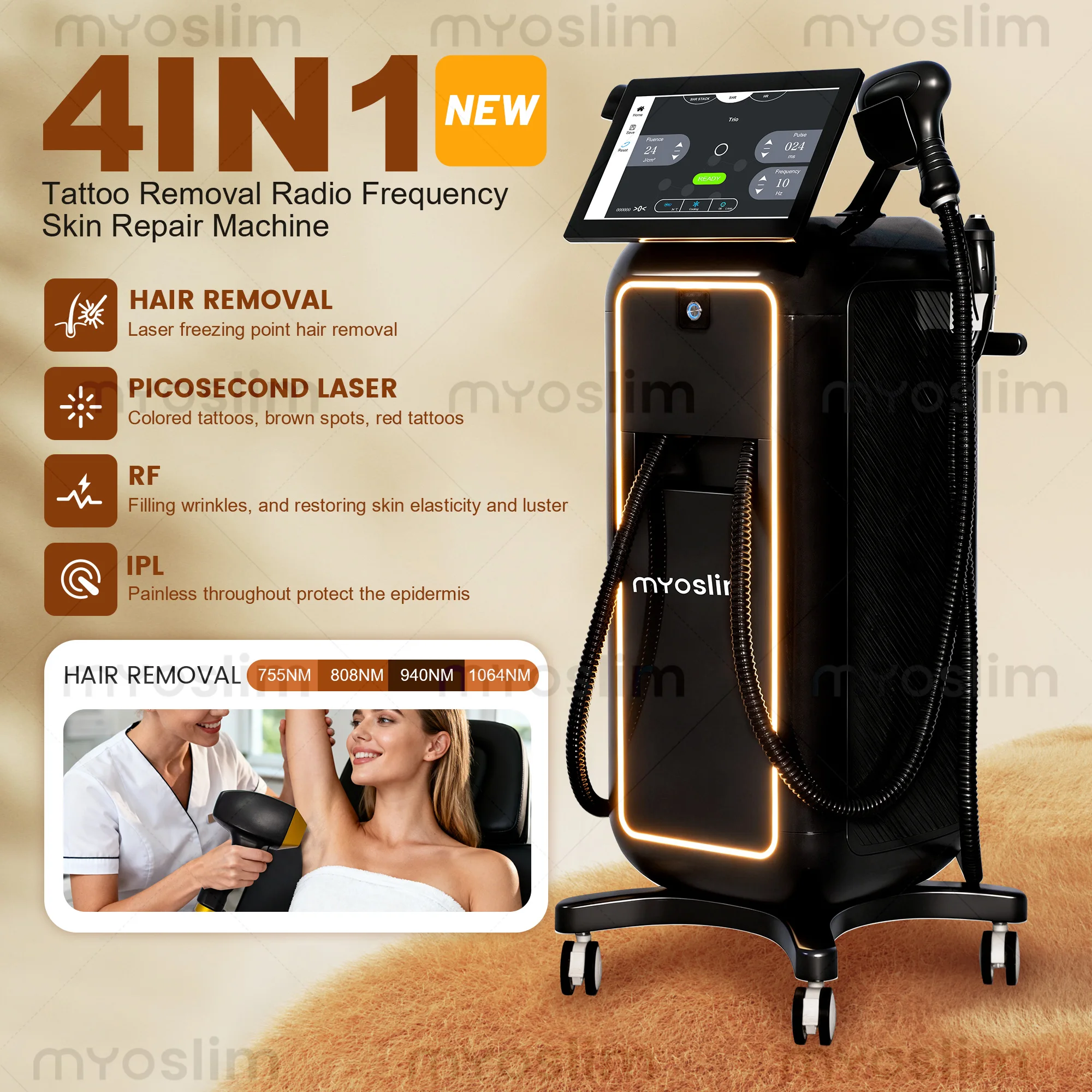 5000W Soprano 4in1 Titanium Ice Platinum Diode Laser Hair Removal Machine 755/808/940/1064nm Painless 4 Wavelengths thumbnail 2