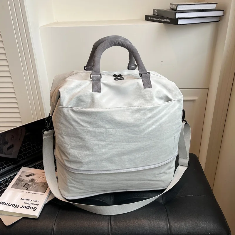 Large Capacity Women's Travel Bag Double Layer Expansion Waterproof Polyester Single Shoulder Bag for Short Business Trips thumbnail 4
