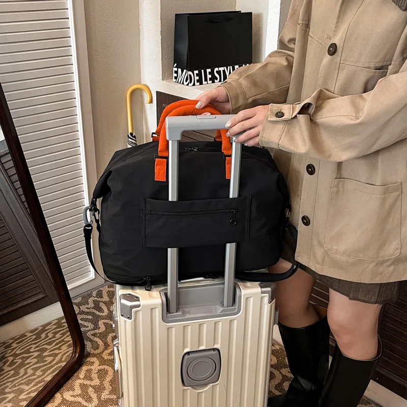 Large Capacity Women's Travel Bag Double Layer Expansion Waterproof Polyester Single Shoulder Bag for Short Business Trips thumbnail 3