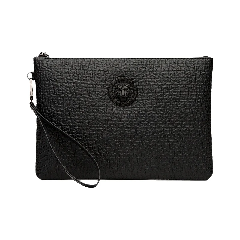 Business Men's Large Capacity Handheld Envelope Bag Waterproof PU Leather Tiger Head Design Elephant Pattern Clutch Bag thumbnail 6