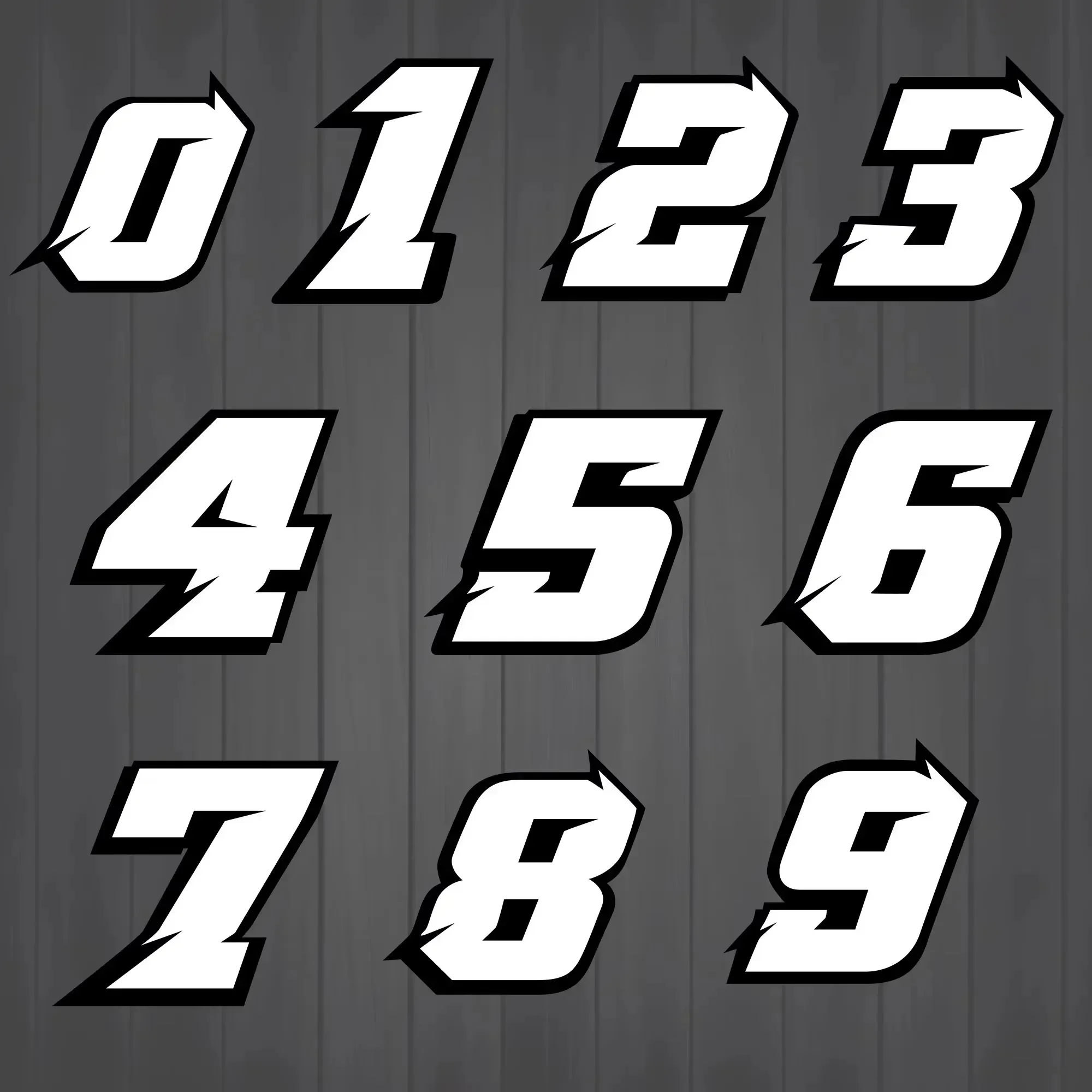 2PCS Motorcycle Racing Arabic Numbers Stickers DIY Refit Reflective Rainbow Sticker Number Helmet Car Styling 3D Decals thumbnail 3