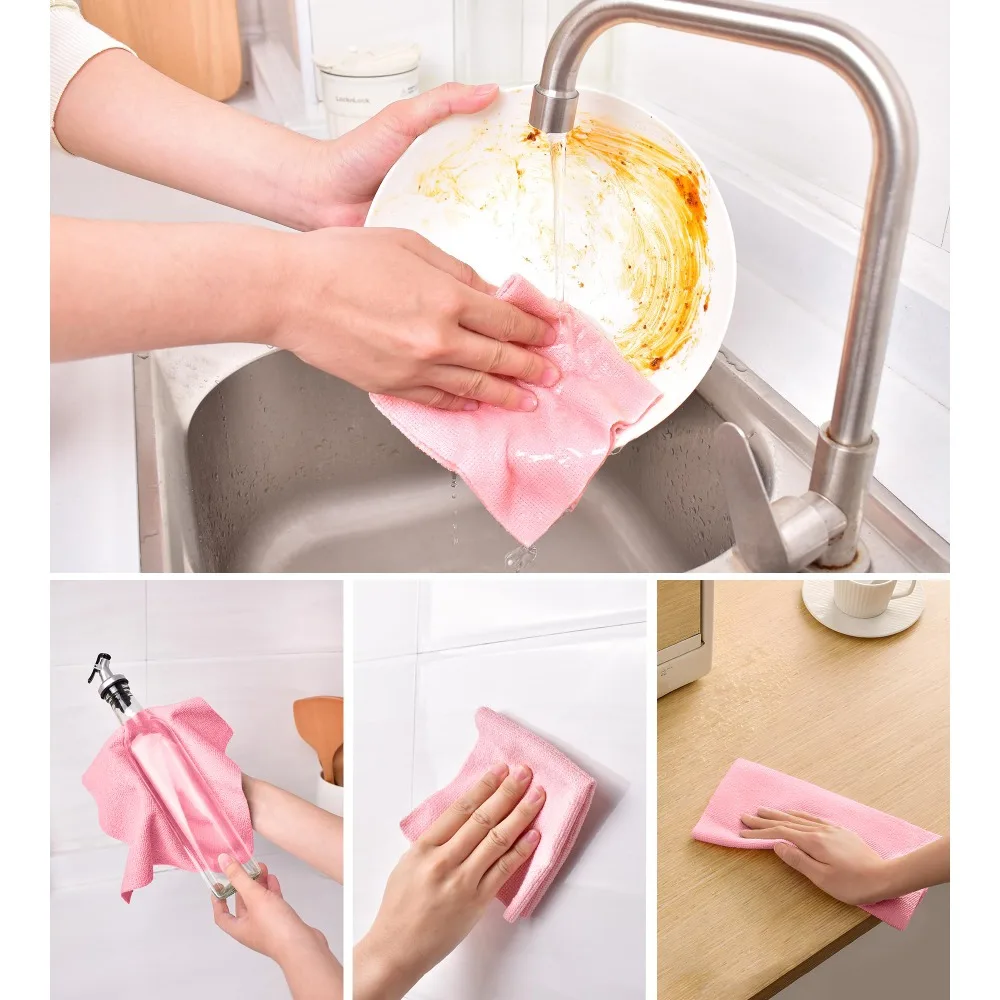 1 Roll/20pcs Reusable Microfiber Cleaning Wipes - High Absorbency, Durable & Machine Washable Kitchen Towels for Dishes Utensils thumbnail 2