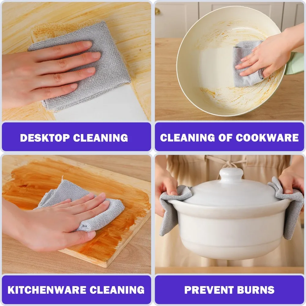 1 Roll/20pcs Reusable Microfiber Cleaning Wipes - High Absorbency, Durable & Machine Washable Kitchen Towels for Dishes Utensils thumbnail 4
