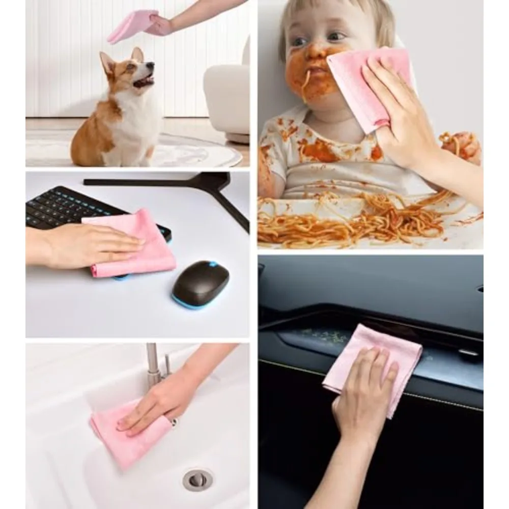 1 Roll/20pcs Reusable Microfiber Cleaning Wipes - High Absorbency, Durable & Machine Washable Kitchen Towels for Dishes Utensils thumbnail 3