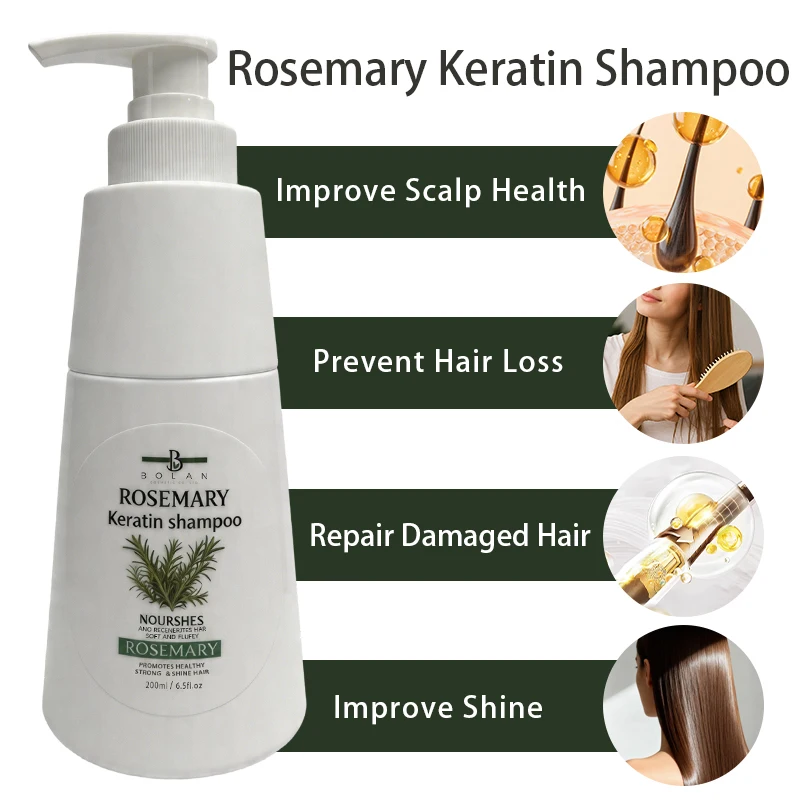 200ml Rosemary Shampoo Natural rowth Deep Cleansing Scalp Care Oil Control Strengthening Hair Thickening Volumizing thumbnail 3
