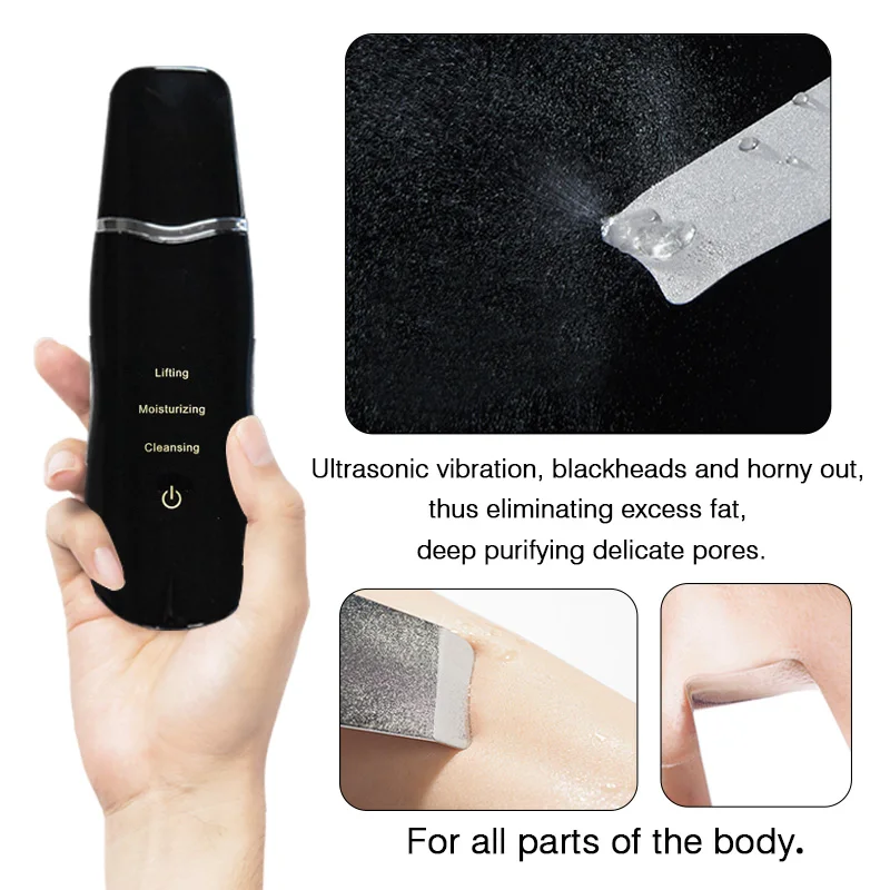 Ultrasonic Skin Scrubber Blackhead Remove Pores Deep Cleaning Peeling Sholve Portable Home Use Skin Care Beauty Device thumbnail 2