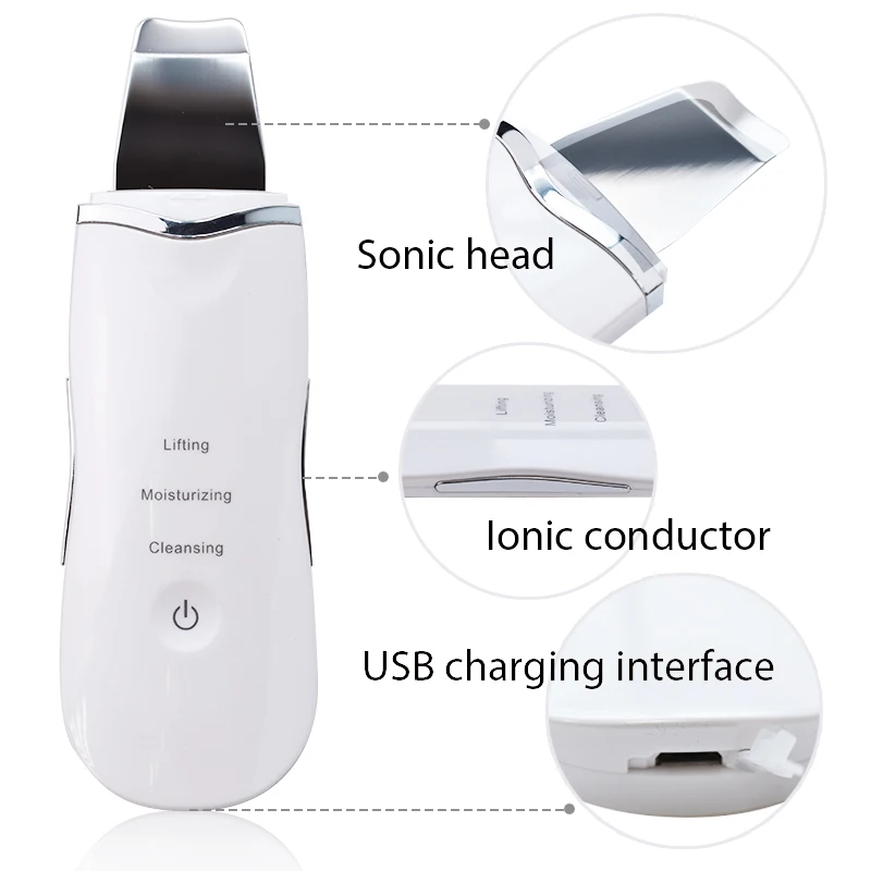 Ultrasonic Skin Scrubber Blackhead Remove Pores Deep Cleaning Peeling Sholve Portable Home Use Skin Care Beauty Device thumbnail 5