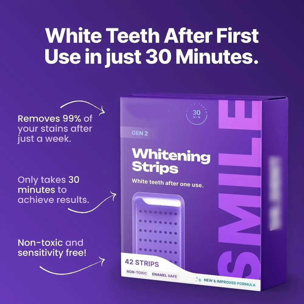 Purple Formula Teeth Whitening Strips Brighten Tooth Remove Plaque Stain Cleaning Oral Hygiene Gentle Oral Care thumbnail 5