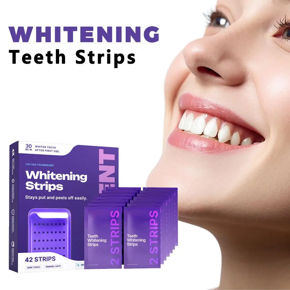 Purple Formula Teeth Whitening Strips Brighten Tooth Remove Plaque Stain Cleaning Oral Hygiene Gentle Oral Care thumbnail 3