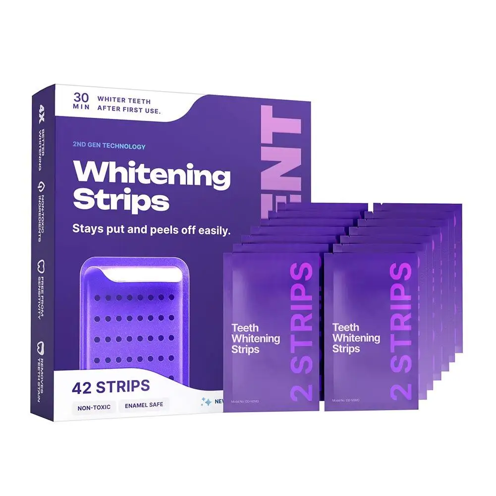 Purple Formula Teeth Whitening Strips Brighten Tooth Remove Plaque Stain Cleaning Oral Hygiene Gentle Oral Care thumbnail 6