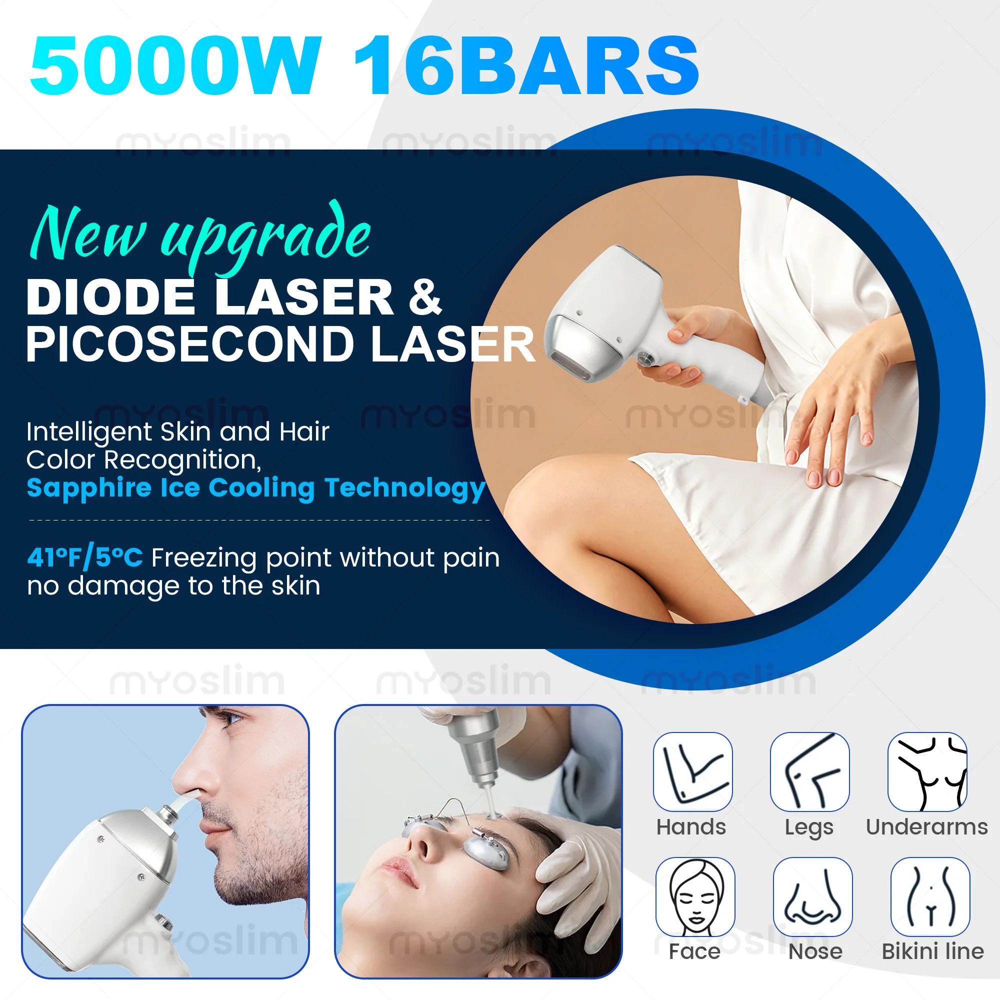 5000W Soprano 2 in 1 808+ Picosecond Diode Laser Hair Removal Device Laser Picosecond Tattoo Removal Permanent Hair Removal thumbnail 5