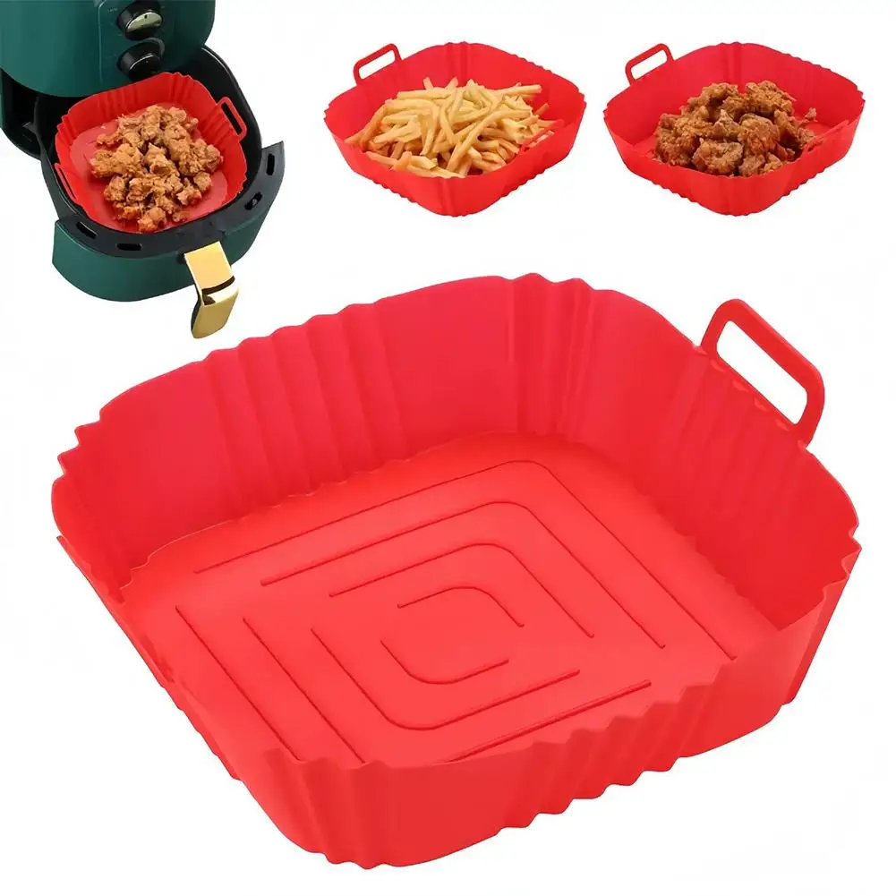 Reusable Airfryer Pan Liner Accessories Silicone Air Fryers Oven Baking Tray Pizza Chicken Airfryer Non-stick Silicone Mould thumbnail 4