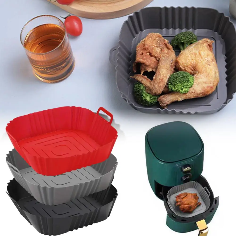 Reusable Airfryer Pan Liner Accessories Silicone Air Fryers Oven Baking Tray Pizza Chicken Airfryer Non-stick Silicone Mould thumbnail 5