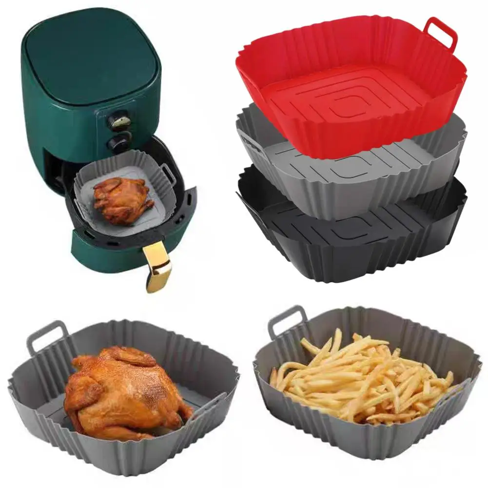 Reusable Airfryer Pan Liner Accessories Silicone Air Fryers Oven Baking Tray Pizza Chicken Airfryer Non-stick Silicone Mould thumbnail 2