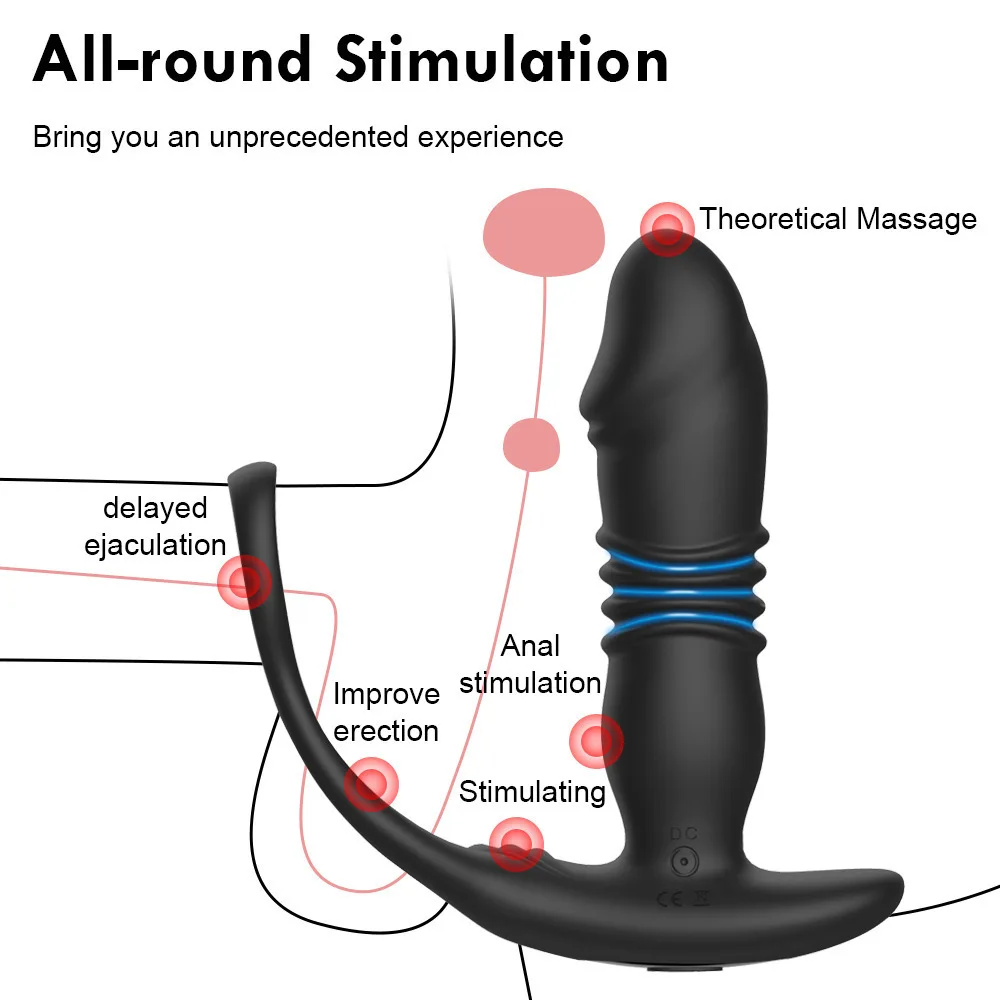 Male Prostate Massage Telescoping Vibrator Anal Butt Plug Vibrator Delay Ejaculation Penis Ring Dildos Sex Toys for Men Gay thumbnail 4