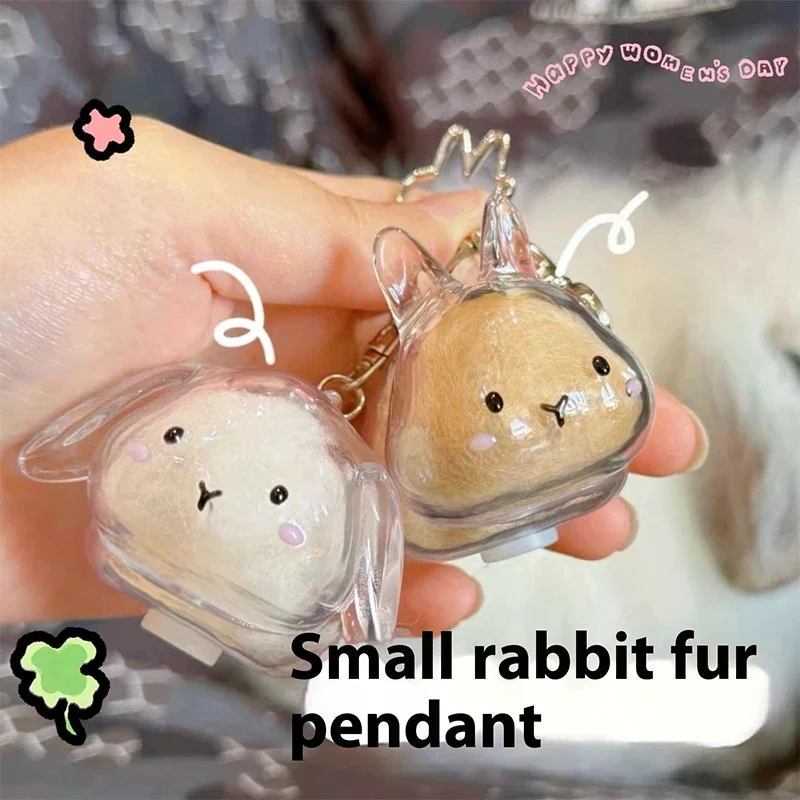 Rabbit Hair Keepsake Box Pendant Keychain Pet Memorial Collection Bag Decor Gift thumbnail 4