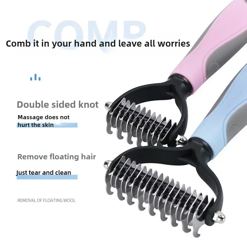 1pc Stainless Steel Dual Sided Pet Comb, Dog Cat Tangle Remover Brush, Portable Grooming Accessory for Household Pets thumbnail 3