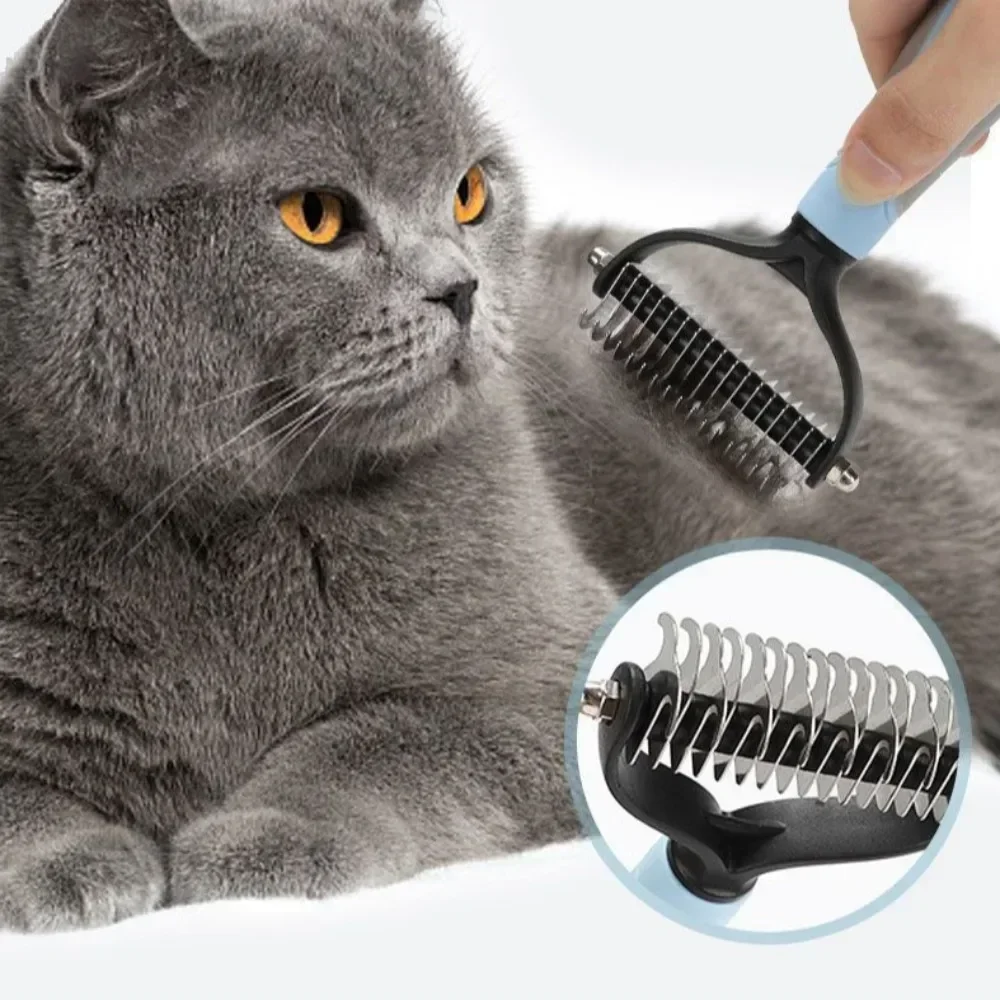 1pc Stainless Steel Dual Sided Pet Comb, Dog Cat Tangle Remover Brush, Portable Grooming Accessory for Household Pets thumbnail 4