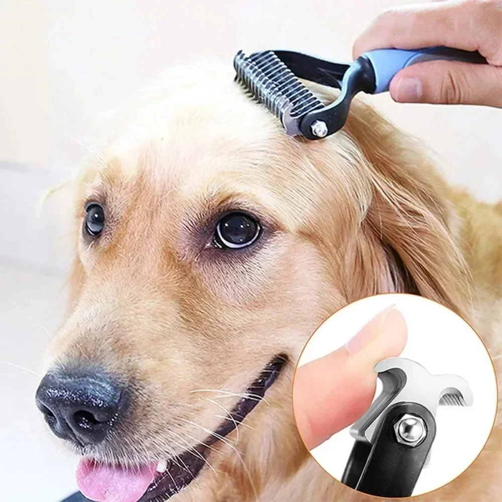 1pc Stainless Steel Dual Sided Pet Comb, Dog Cat Tangle Remover Brush, Portable Grooming Accessory for Household Pets thumbnail 5