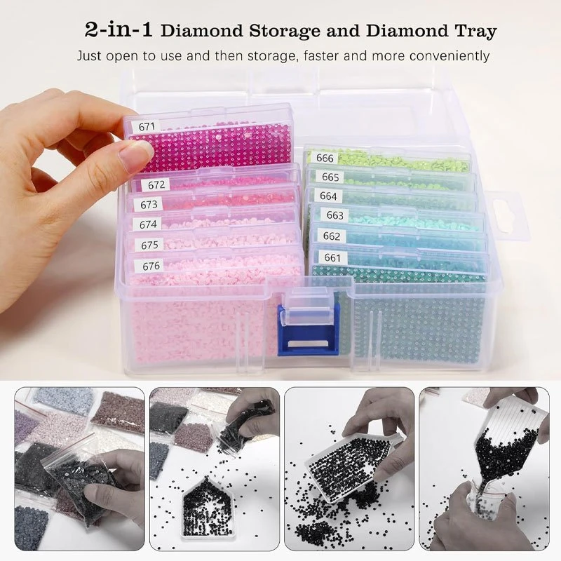 Diamond Painting Trays With Lids, Diamond Painting Art Tools, DIY Crafts Accessories Storage Diamond Painting Tray Storage Box thumbnail 3