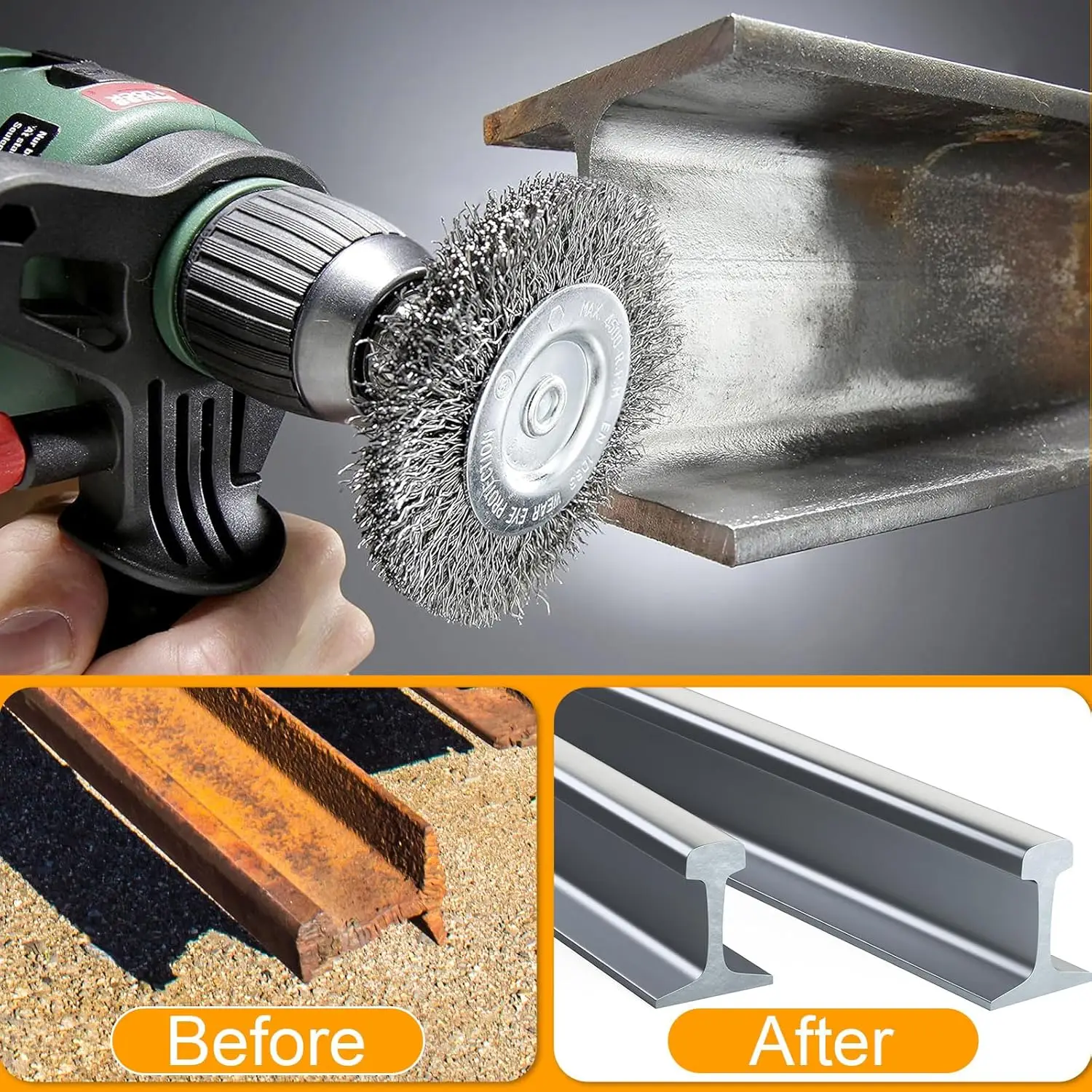 Hex Shank Wire Brush Rust Removal Cleaning Polishing Drill Brushes Coarse Carbon Steel Crimped Wire Wheel for Power Rotary Tools thumbnail 4