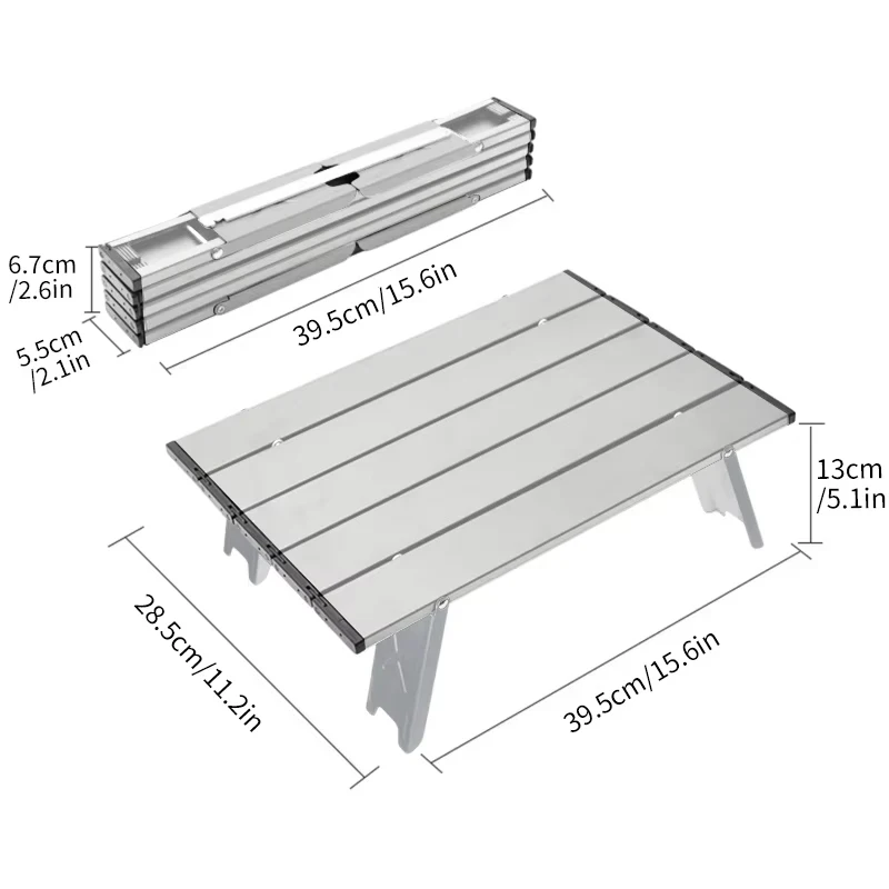 Aluminum Alloy Folding Roll Table, Lightweight Portable Outdoor Mini Table, Backpacking Camping Picnic BBQ Home Desk thumbnail 2