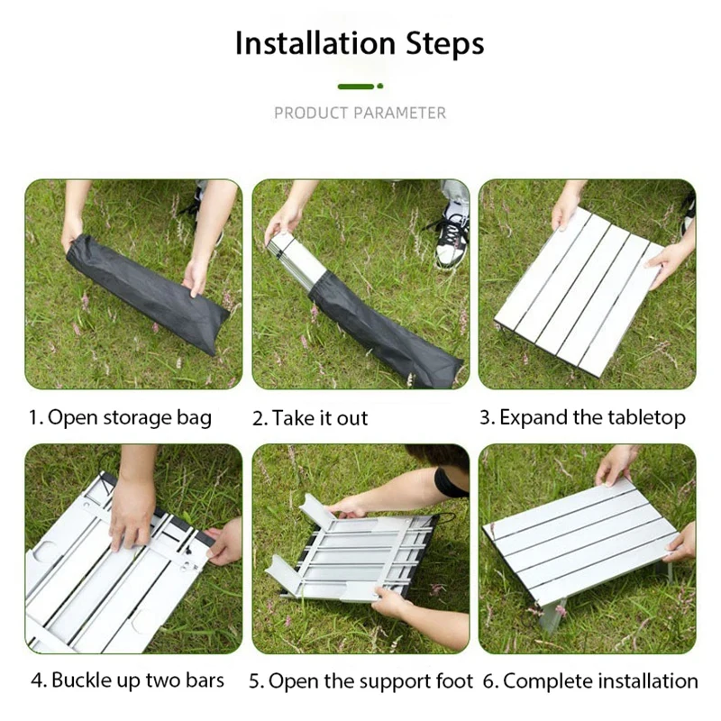 Aluminum Alloy Folding Roll Table, Lightweight Portable Outdoor Mini Table, Backpacking Camping Picnic BBQ Home Desk thumbnail 3
