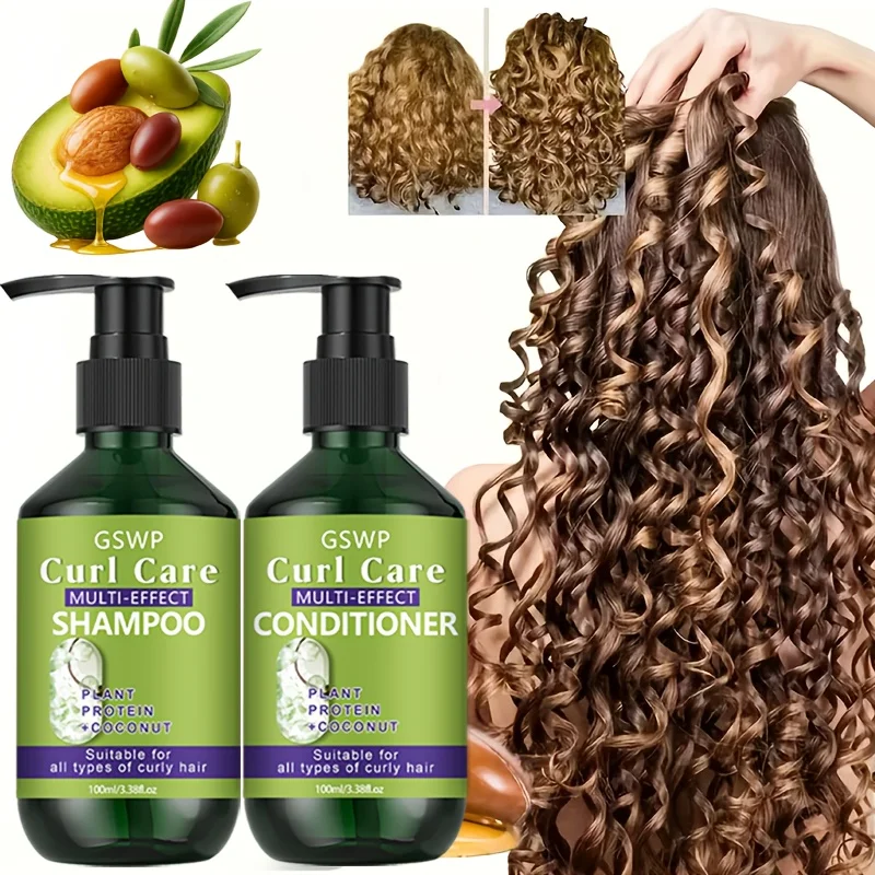 GSWP Curly Hair Care Shampoo and Conditioner Set,is moisturizing properties and deeply nourishes and cares for curly hair.200ml