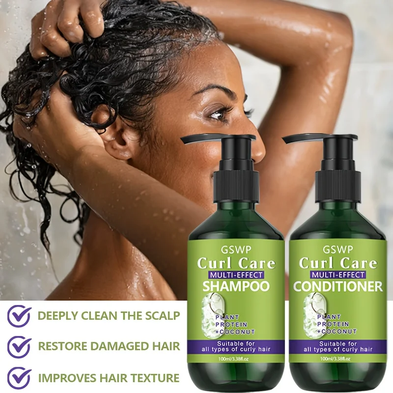 GSWP Curly Hair Care Shampoo and Conditioner Set,is moisturizing properties and deeply nourishes and cares for curly hair.200ml thumbnail 4