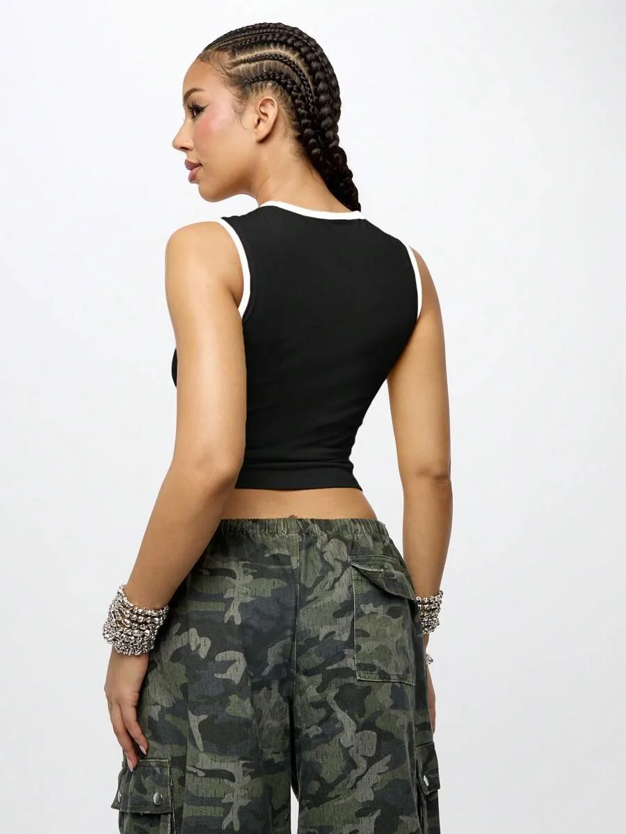 America's Sweetheart Yellow Crop Tank Top - Y2K Streetwear, Sleeveless, Retro Varsity Style thumbnail 4