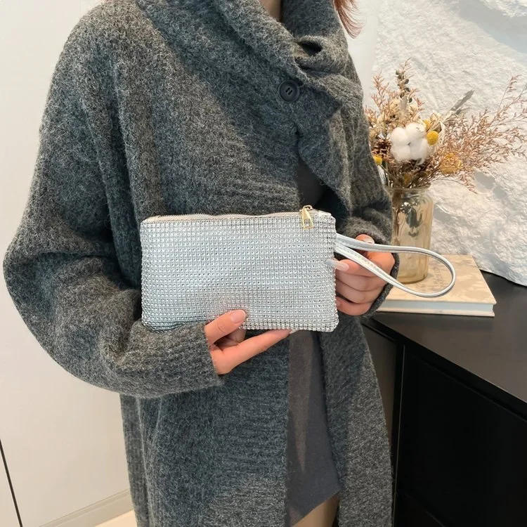 Shiny Rhinestone Lightweight Fashionable Korean Style Wristlet Coin Purse Handheld Bag Versatile Daily Accessory Crossbody Bag thumbnail 2