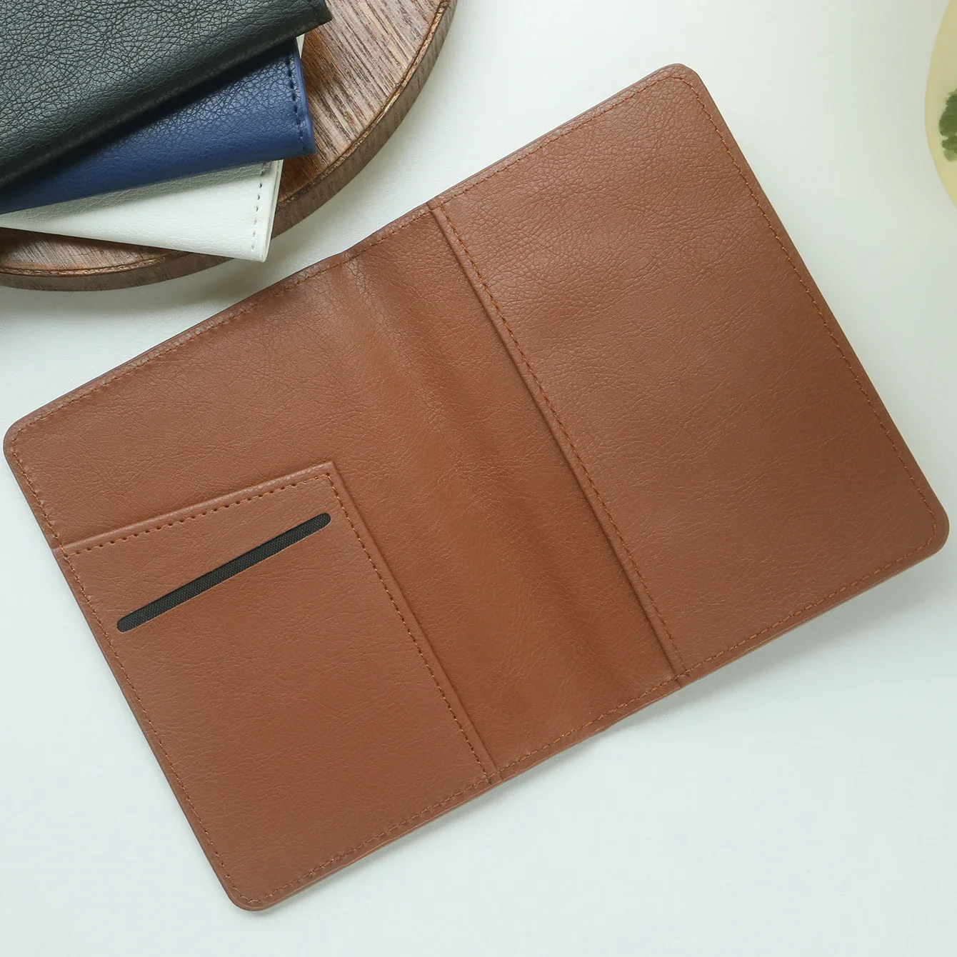 Personalized Name Passport Holder Customized Monogram Texture Faux Leather Passport Cover Custom Classical Gift for Friends thumbnail 5