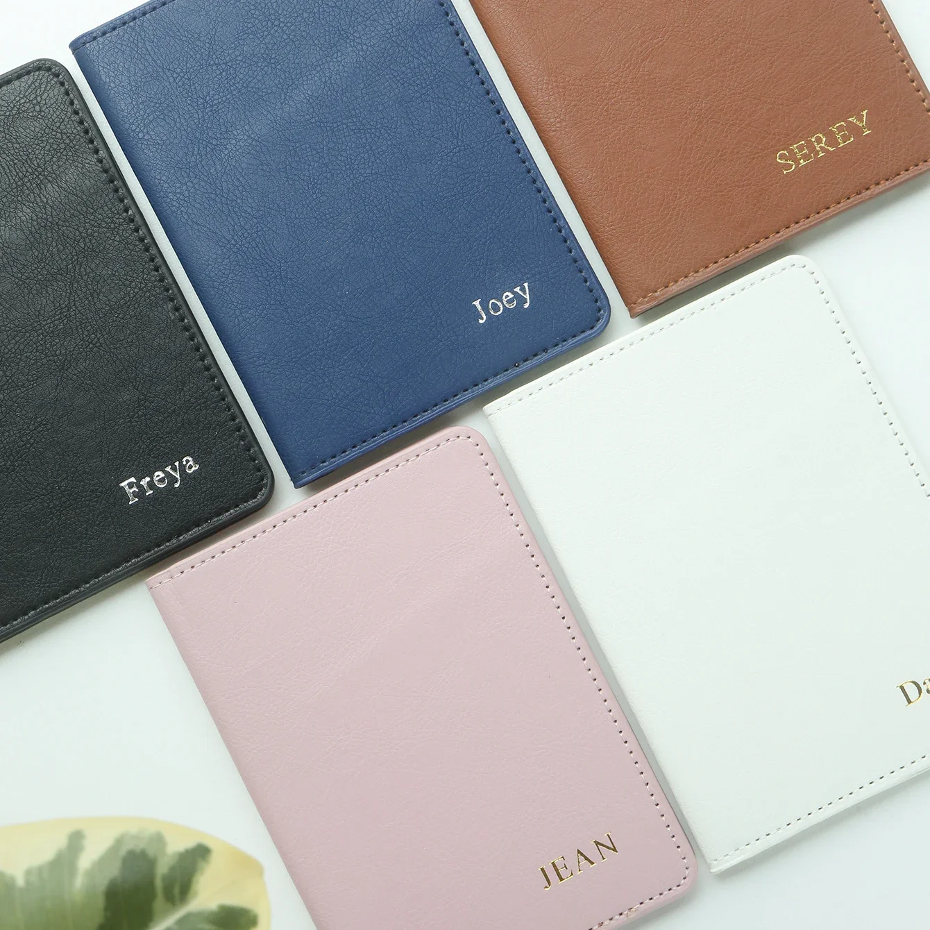 Personalized Name Passport Holder Customized Monogram Texture Faux Leather Passport Cover Custom Classical Gift for Friends thumbnail 2