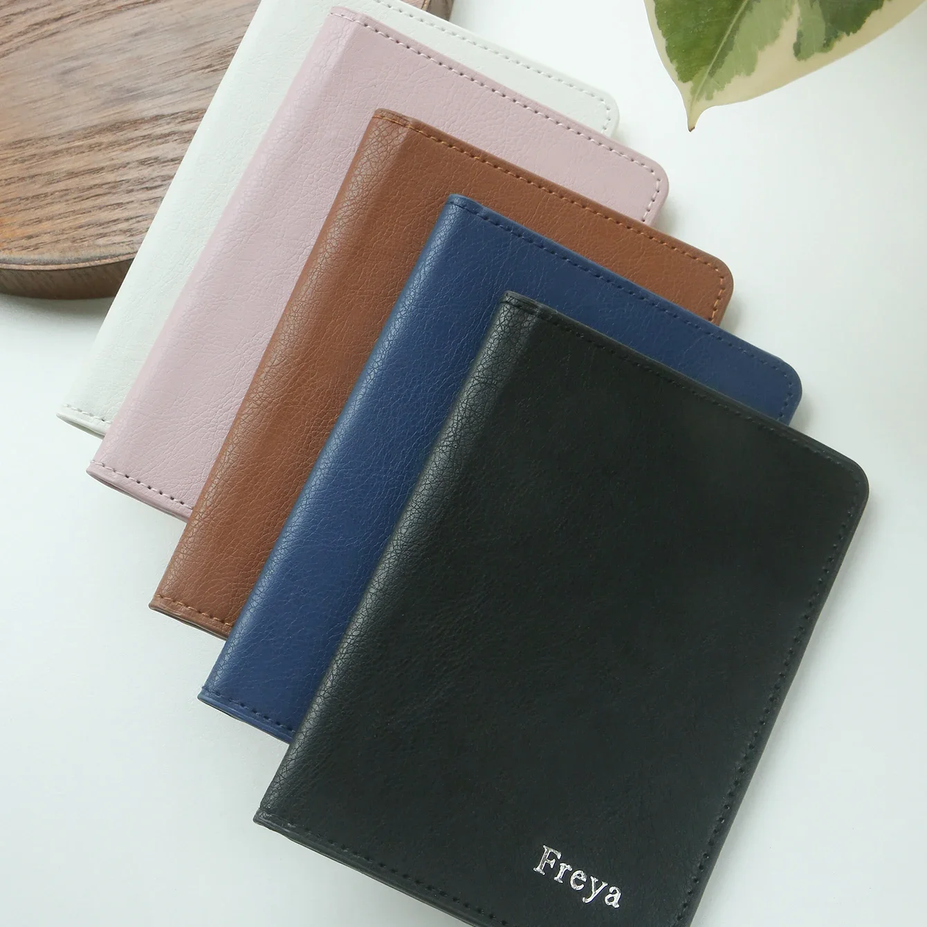 Personalized Name Passport Holder Customized Monogram Texture Faux Leather Passport Cover Custom Classical Gift for Friends thumbnail 4
