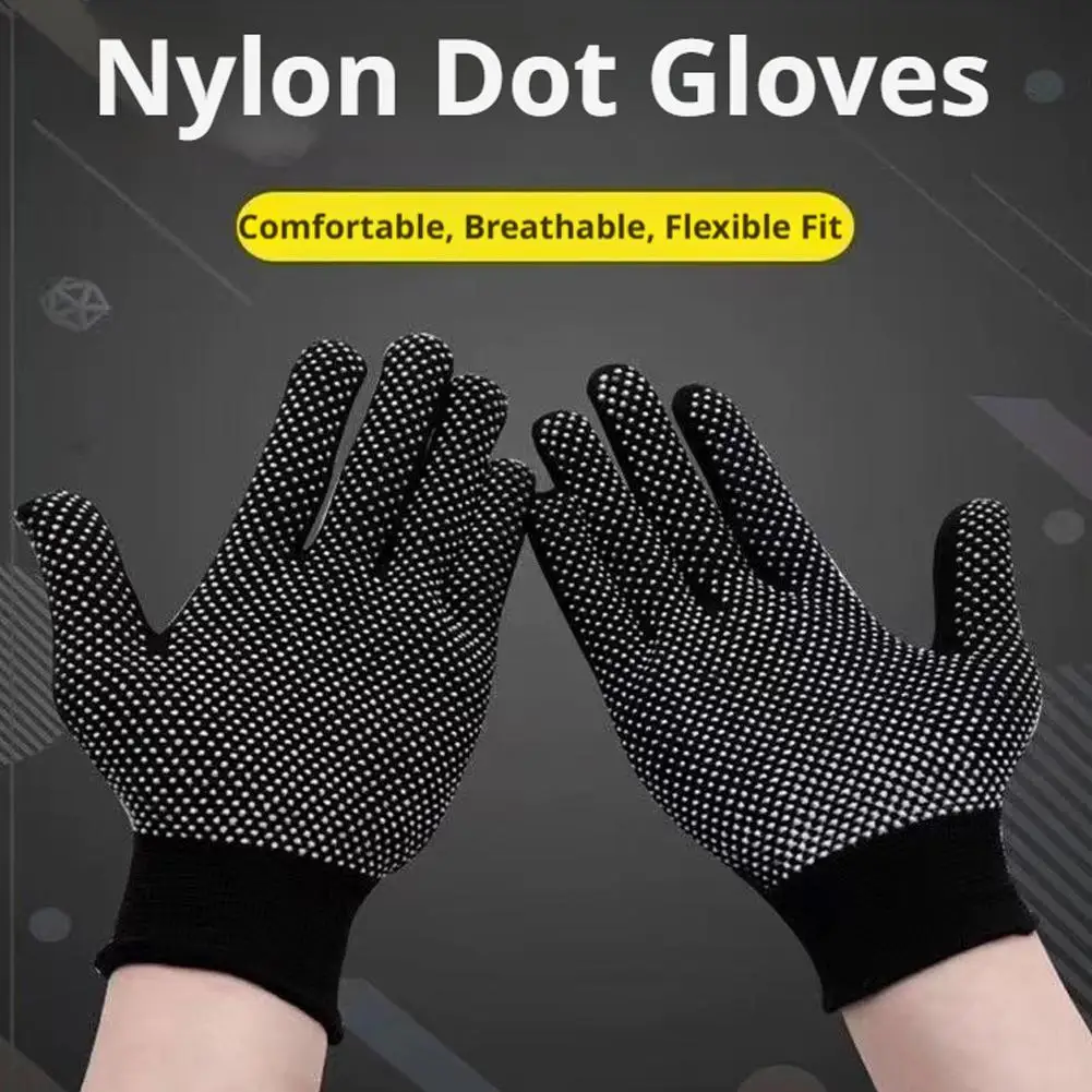 10 Pairs Anti-Slip Work Gloves Nylon Breathable PVC Dotted Palm Safety Protective Mittens For Gardening Warehouse Cleaning thumbnail 2