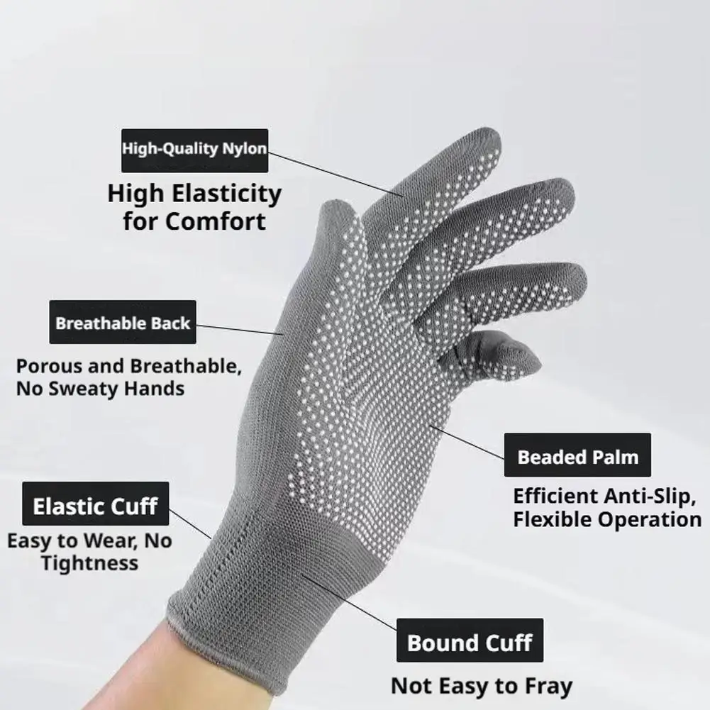 10 Pairs Anti-Slip Work Gloves Nylon Breathable PVC Dotted Palm Safety Protective Mittens For Gardening Warehouse Cleaning thumbnail 4