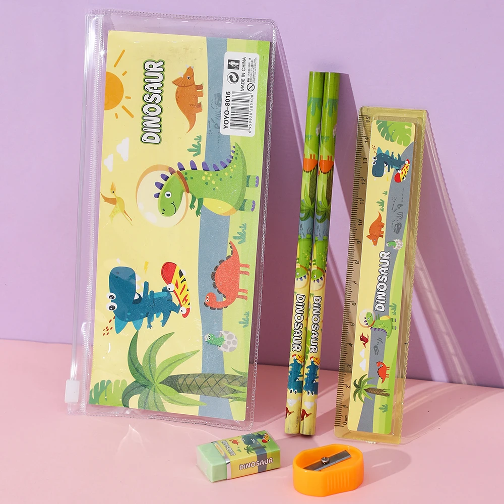 Zipper Pouch Stationery Kit for Student School Stationery Supplies Portable Study Gift for Kid Zip Storage Bag Package