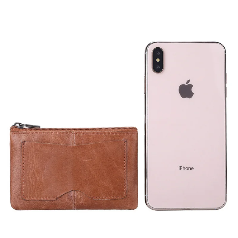 Small Cow Leather Women's And Men's Card Bag Coin Purse Slim Credit Card Holder Key Wallet For Men Women thumbnail 4