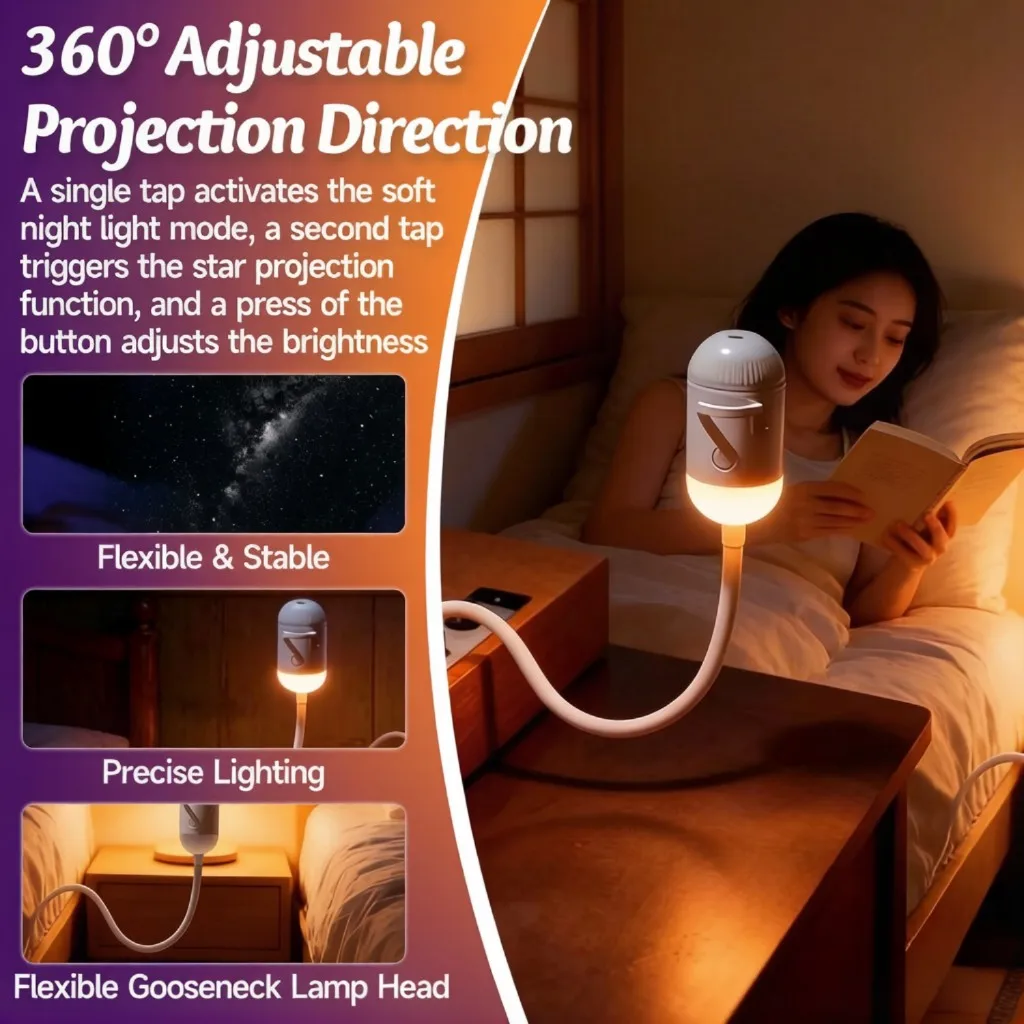 2-in-1 Mini Galaxy Star Projector Night Light LED Starry Sky Ambient Lamp for Bedroom Sleep Decoration LED Atmosphere Light thumbnail 5