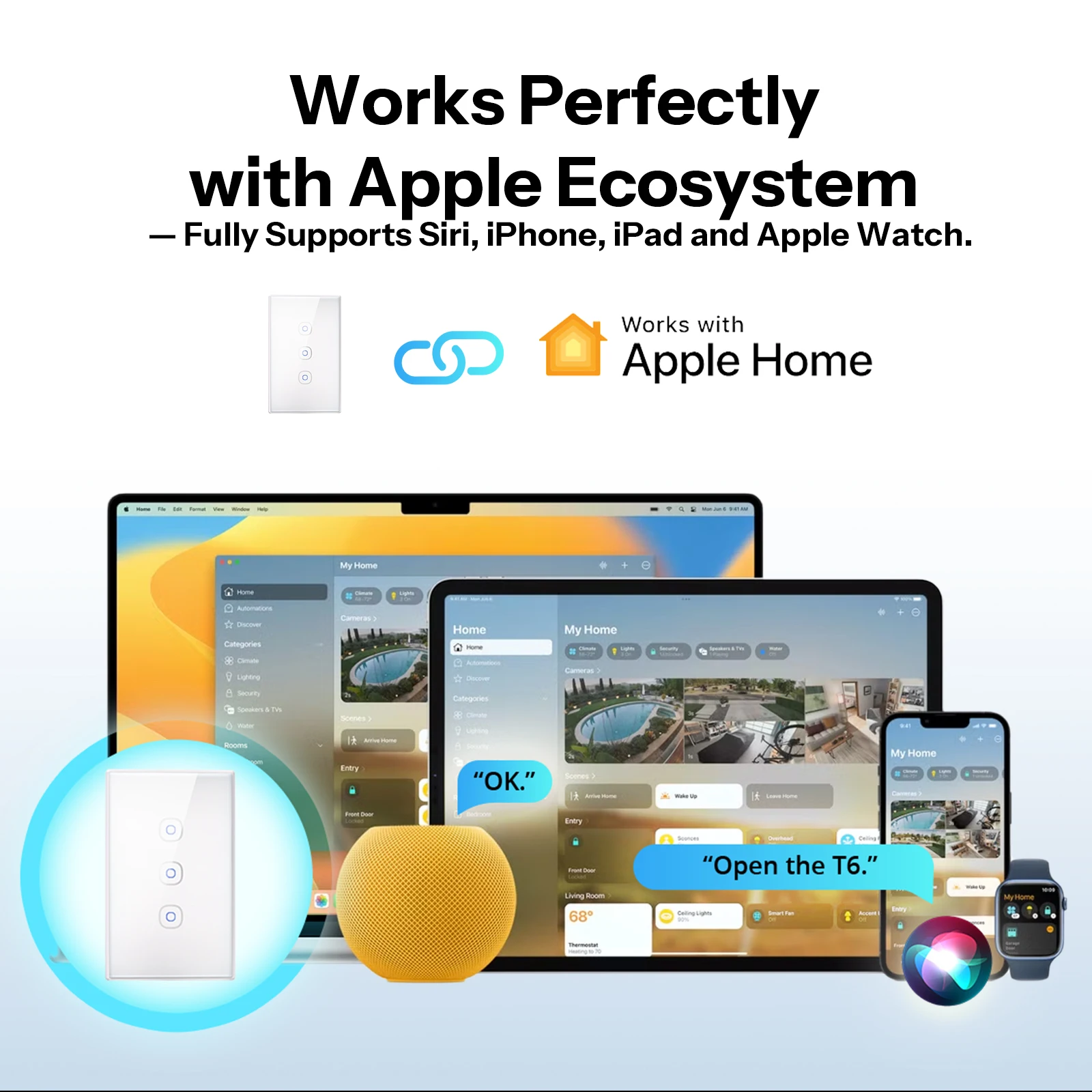 SONOFFT6 120 TX Gen2 Smart Touch Wall Switch  Matter Detach Relay Adjustable Night Switch Locator Apple Ecosystem Compatible thumbnail 3