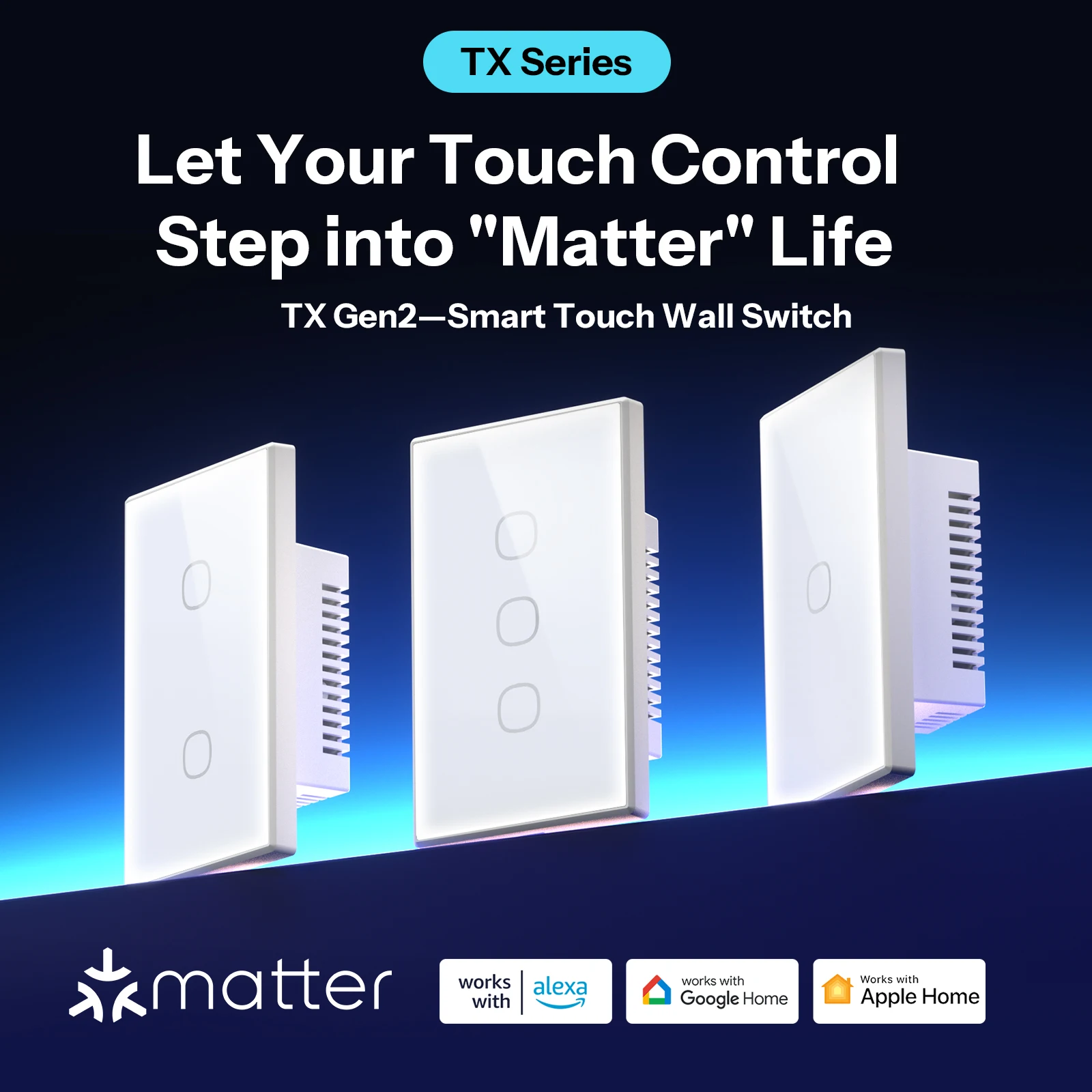 SONOFFT6 120 TX Gen2 Smart Touch Wall Switch  Matter Detach Relay Adjustable Night Switch Locator Apple Ecosystem Compatible thumbnail 2