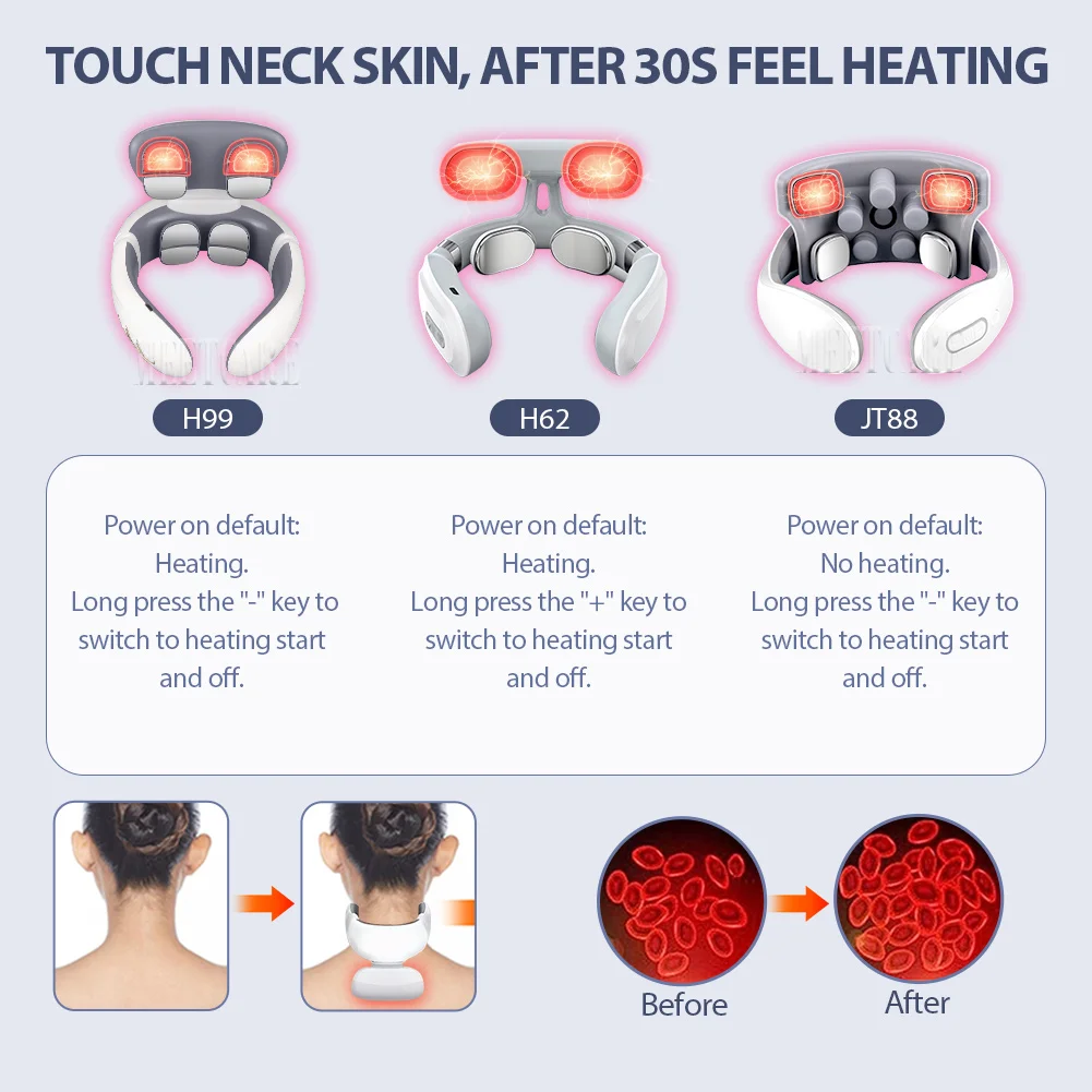 Electric Smart Neck Back Pulse Massager TENS Rechargeable Hot Compression Massage Cervical Vertebra Relax Pain Kneading Therapy thumbnail 3