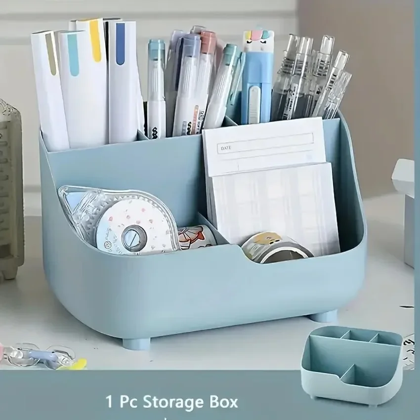 Large Capacity Desktop Storage Box Five-Compartment Desktop Organizer, Student Stationery Holder 5-Section Office Desk Organizer thumbnail 3
