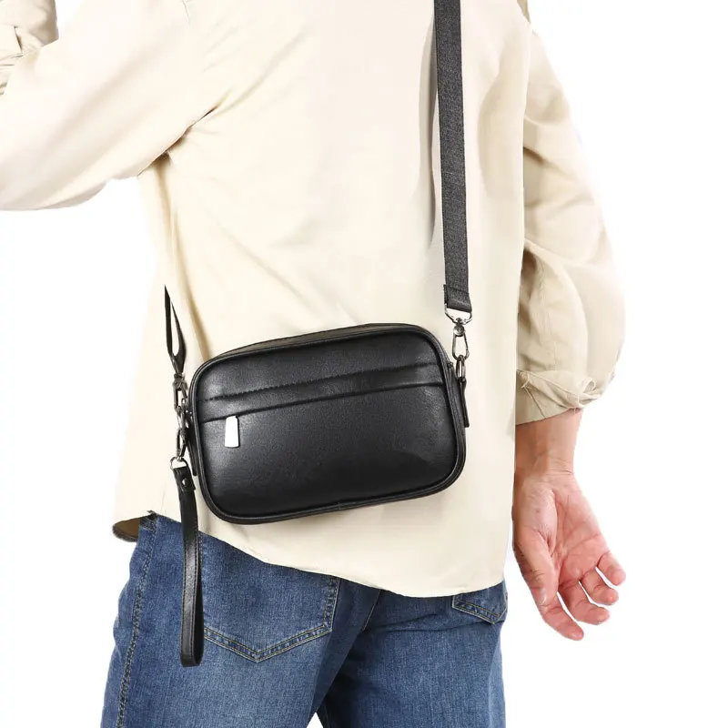 Men's Fashion Business Leather Clutch Bag Waterproof Anti-Theft Storage Shoulder Crossbody Small Square Bag Elite Style thumbnail 5