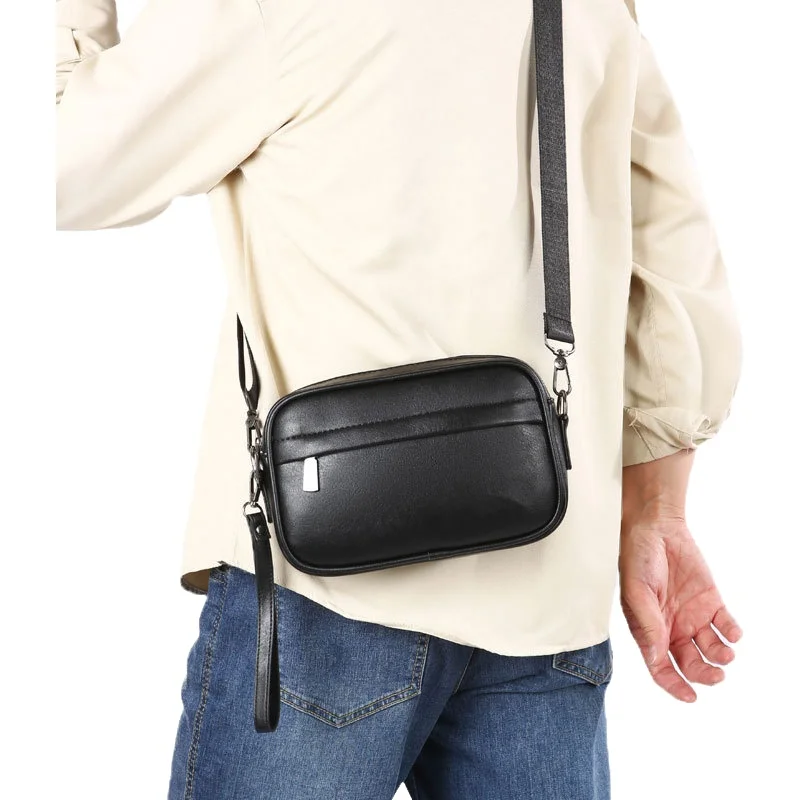 Men's Fashion Business Leather Clutch Bag Waterproof Anti-Theft Storage Shoulder Crossbody Small Square Bag Elite Style thumbnail 6
